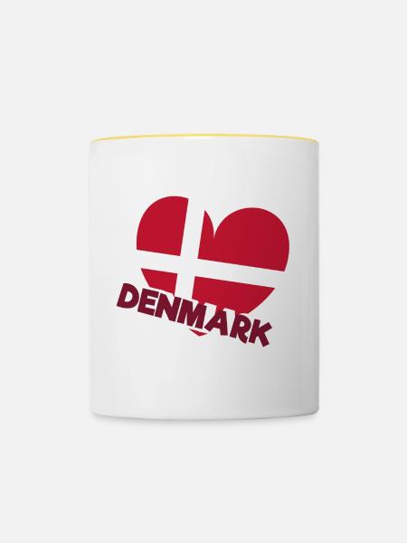 Dänemark Flagge Patriot Geschenk Heimat Staat EU - Tasse zweifarbig - Weiß/Gelb