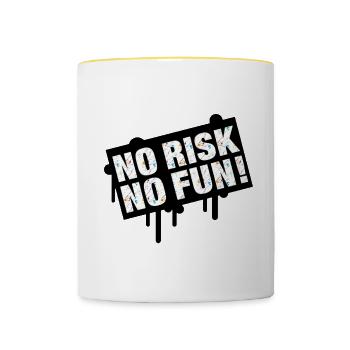 No Risk No Time Celebration Design - Contrasting Mug - white/yellow - Front