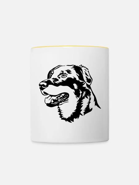 Beauceron Kopf - Tasse zweifarbig - Weiß/Gelb