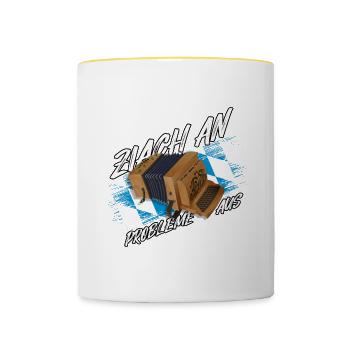 Ziach AN - Probleme AUS | ZiachON! - Tasse zweifarbig - Weiß/Gelb - Vorne