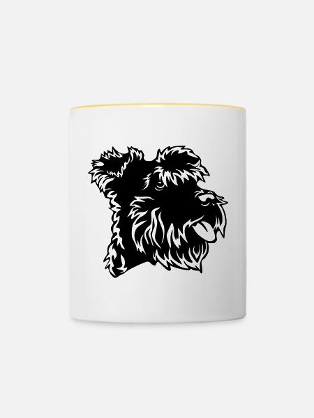 Zwergschnauzer Kopf - Tasse zweifarbig - Weiß/Gelb
