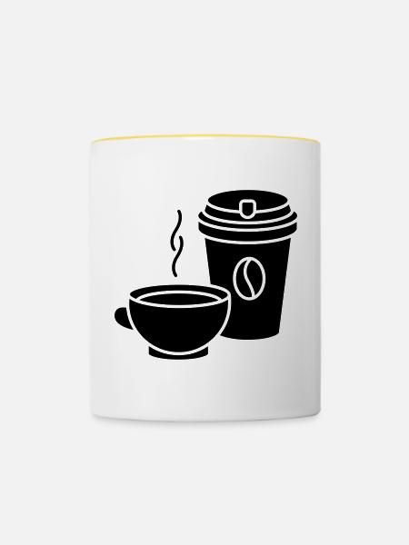 Kaffee - Tasse zweifarbig - Weiß/Gelb