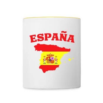 Espagne Espana Drapeau géographique - Mug contrasté - blanc/jaune - Devant