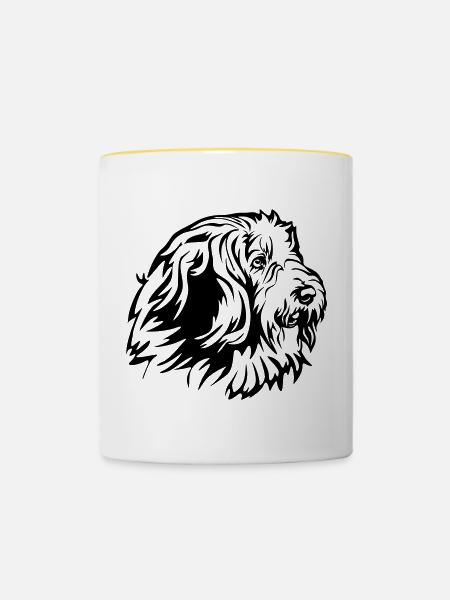 Bearded Collie Kopf - Tasse zweifarbig - Weiß/Gelb