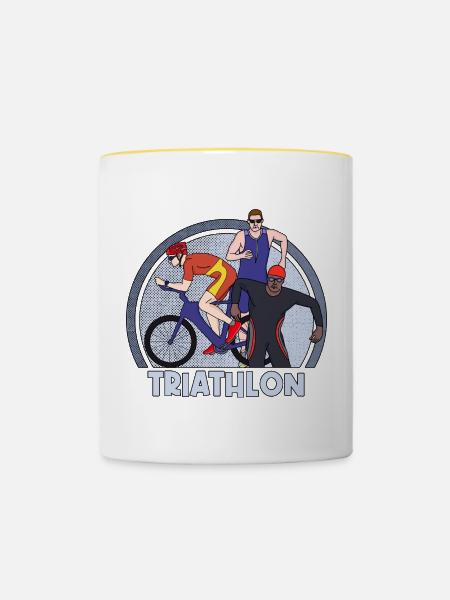 Triathlon - Tasse zweifarbig - Weiß/Gelb