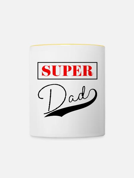 Super Vater - Tasse zweifarbig - Weiß/Gelb