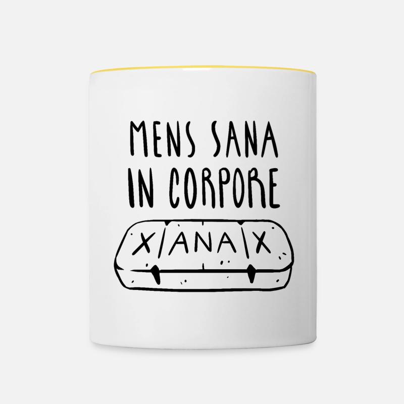 Mens Sana in corpore Xanax - Mug contrasté - blanc/jaune