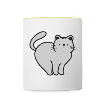 Katze Katzen - Tasse zweifarbig - Weiß/Gelb - Vorne