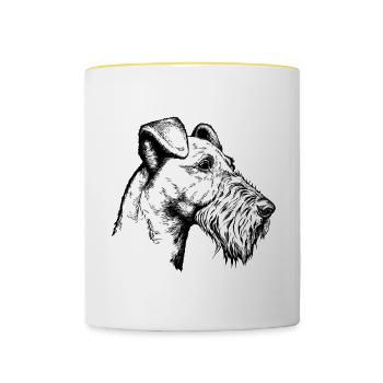 Irish Terrier Portrait - Contrasting Mug - white/yellow - Front