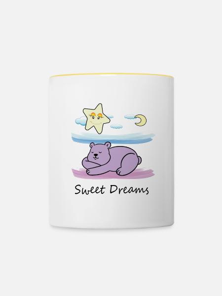 Süßer Teddybär - Tasse zweifarbig - Weiß/Gelb