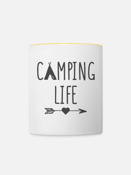 Campingleben - Tasse zweifarbig - Weiß/Gelb