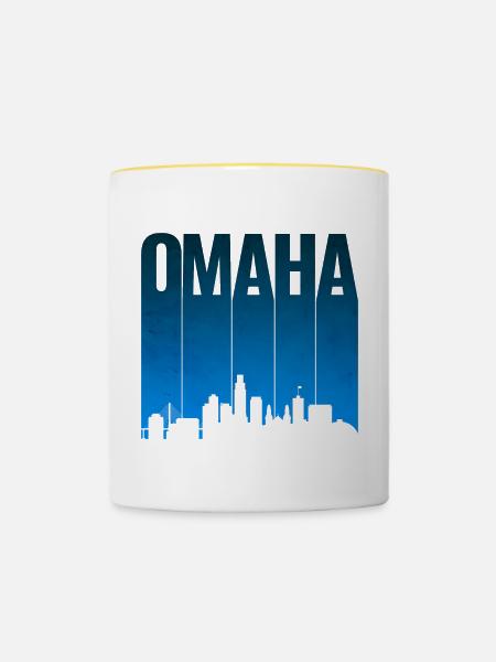 Omaha Skyline Blau Gradient - Tasse zweifarbig - Weiß/Gelb