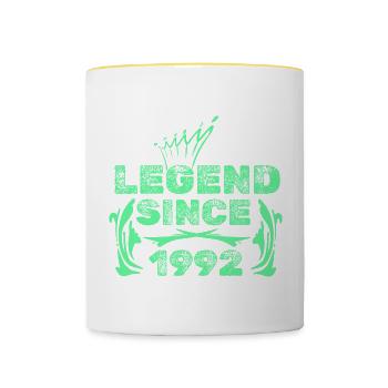 Geschenkidee 1992 - Tasse zweifarbig - Weiß/Gelb - Vorne