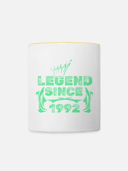 Geschenkidee 1992 - Tasse zweifarbig - Weiß/Gelb