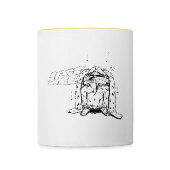 Faules Kaninchen - Tasse zweifarbig - Weiß/Gelb - Vorne