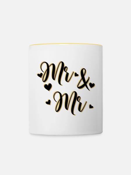 Herr und Herr - Tasse zweifarbig - Weiß/Gelb