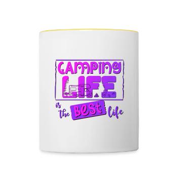 Camping Leben ist das beste Leben - Tasse zweifarbig - Weiß/Gelb - Vorne