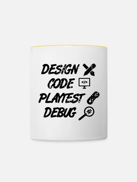 Design Code Playtest Debug - Tasse zweifarbig - Weiß/Gelb