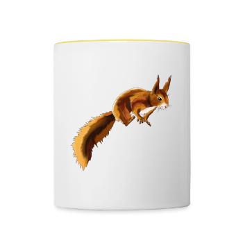 Écureuil 1 - Mug contrasté - blanc/jaune - Devant