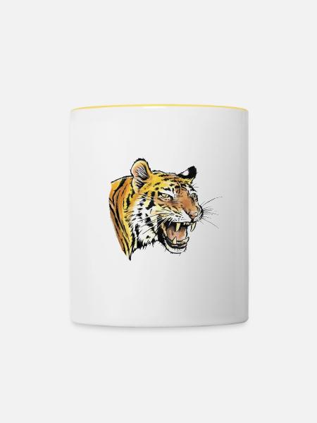 Tiger Portrait - Tasse zweifarbig - Weiß/Gelb