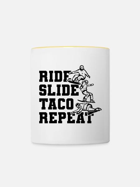 Ride Slide Taco Wiederholung - Tasse zweifarbig - Weiß/Gelb