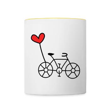 RETRAITE. BONNE RETRAITE. JOYEUSE RETRAITE. COEUR - Mug contrasté - blanc/jaune - Devant