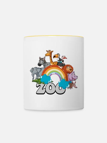 Regenbogen-Zoo-Parade - Tasse zweifarbig - Weiß/Gelb