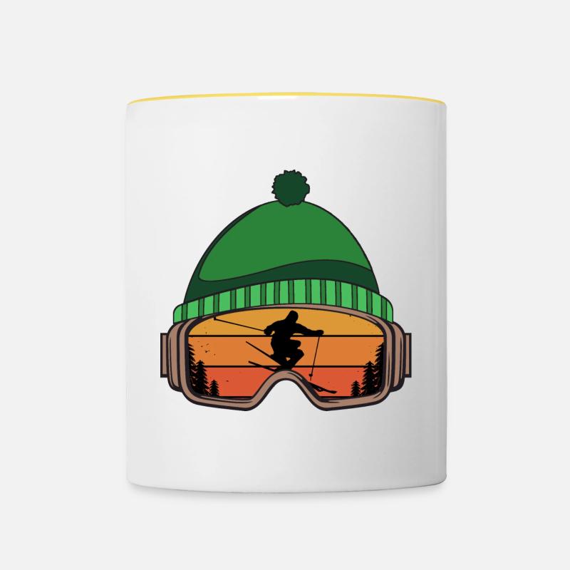 Ski - Tasse zweifarbig - Weiß/Gelb
