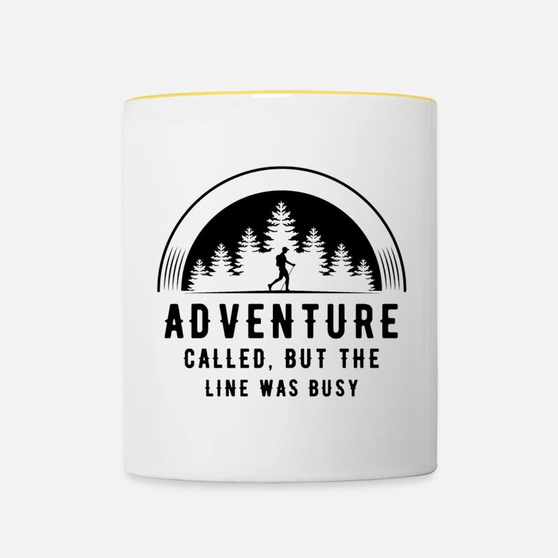 Funny Outdoors and Nature Quote Adventure Called - Contrasting Mug - white/yellow