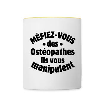 ostéopathe, ostéopathes, kiné, médecin - Mug contrasté - blanc/jaune - Devant