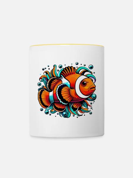 Clownfisch - Tasse zweifarbig - Weiß/Gelb