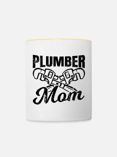 Klempner Mutter - Tasse zweifarbig - Weiß/Gelb