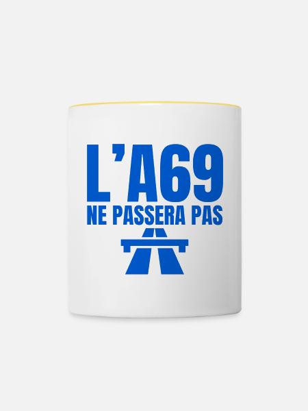 A69, Autobahn, Castres, Toulouse - Tasse zweifarbig - Weiß/Gelb