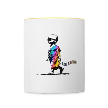 Be Cool Be Different - Tasse zweifarbig - Weiß/Gelb - Vorne