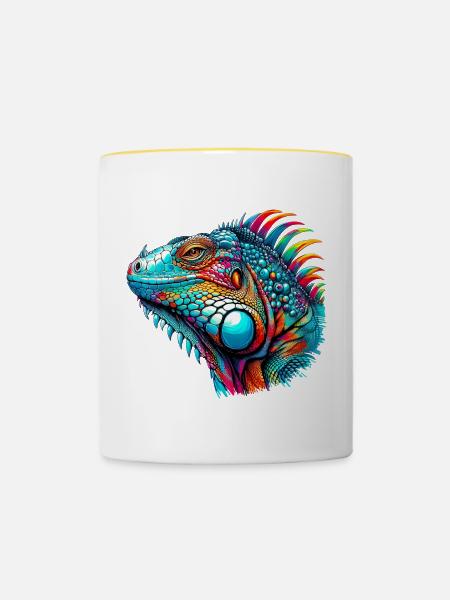 Leguan - Tasse zweifarbig - Weiß/Gelb