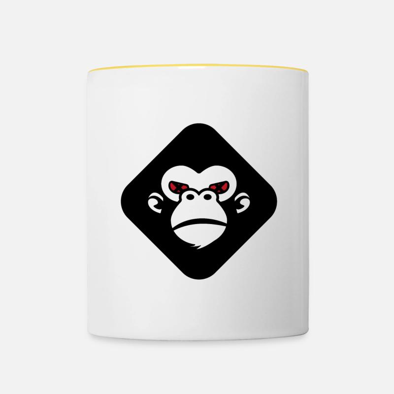 Gorilla-Logo - Tasse zweifarbig - Weiß/Gelb