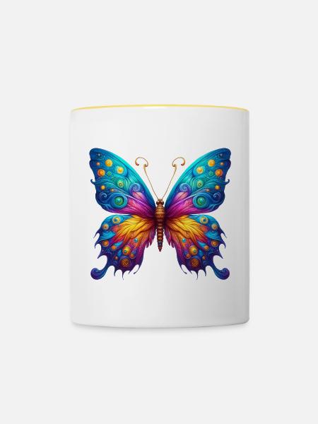 Van Gogh Schmetterling - Tasse zweifarbig - Weiß/Gelb
