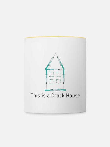 Crack Haus - Tasse zweifarbig - Weiß/Gelb
