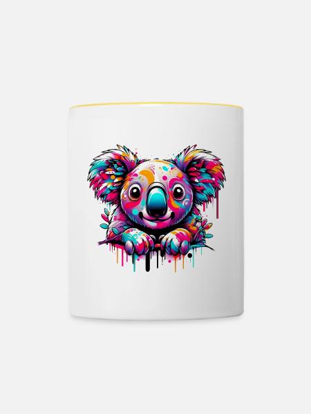 Koala - Tasse zweifarbig - Weiß/Gelb