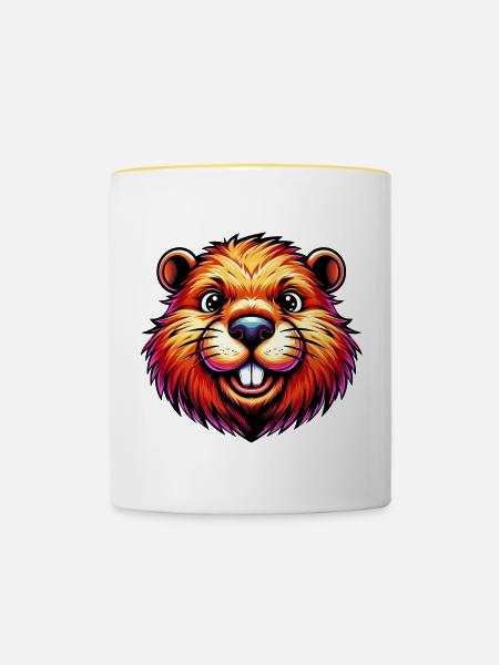 Bieber - Tasse zweifarbig - Weiß/Gelb
