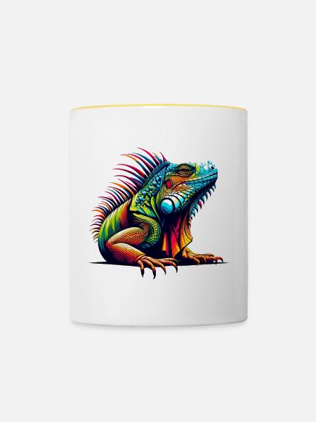 Leguan - Tasse zweifarbig - Weiß/Gelb