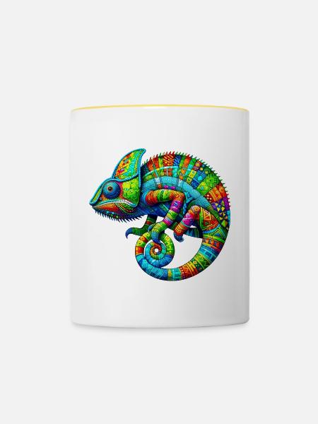 Chamäleon - Tasse zweifarbig - Weiß/Gelb