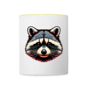Waschbär - Tasse zweifarbig - Weiß/Gelb - Vorne