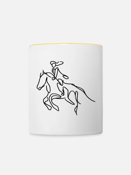 Reiterin Skizze - Tasse zweifarbig - Weiß/Gelb