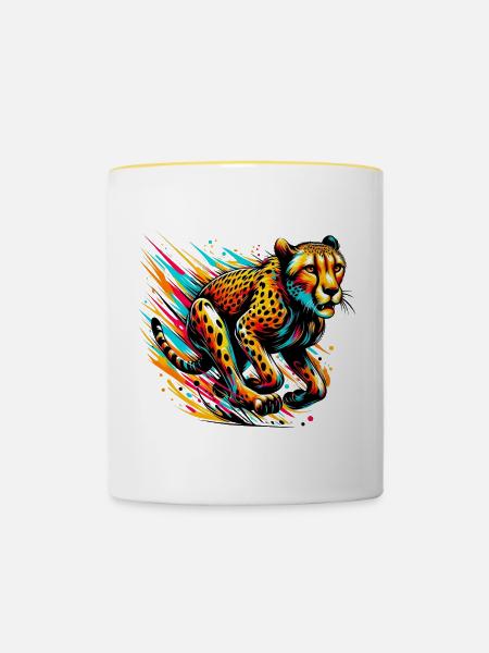 Gepard - Tasse zweifarbig - Weiß/Gelb