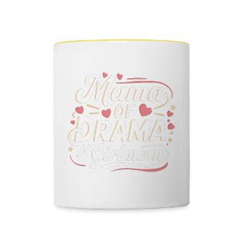 Mama Of Drama Girl Mom 4 - Tasse zweifarbig - Weiß/Gelb - Vorne