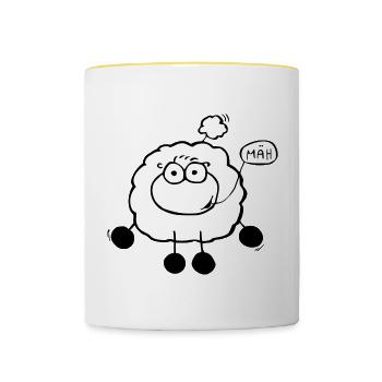 Moutons de course - Mug contrasté - blanc/jaune - Devant