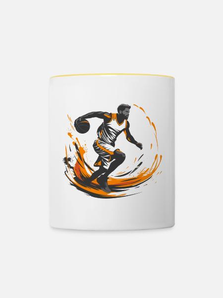 Basketballer - Tasse zweifarbig - Weiß/Gelb
