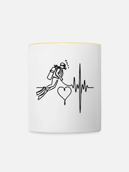 Tauchen im Herz - Tasse zweifarbig - Weiß/Gelb