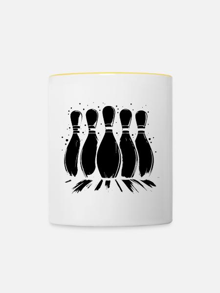 Bowling Sport - Tasse zweifarbig - Weiß/Gelb